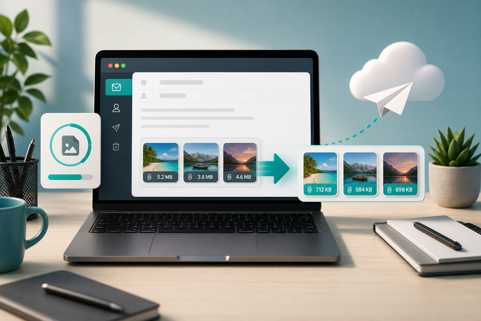 Compress image for email attachments. visual guide