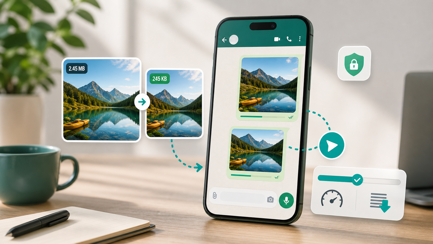 Compress image for WhatsApp without making it blurry. visual guide
