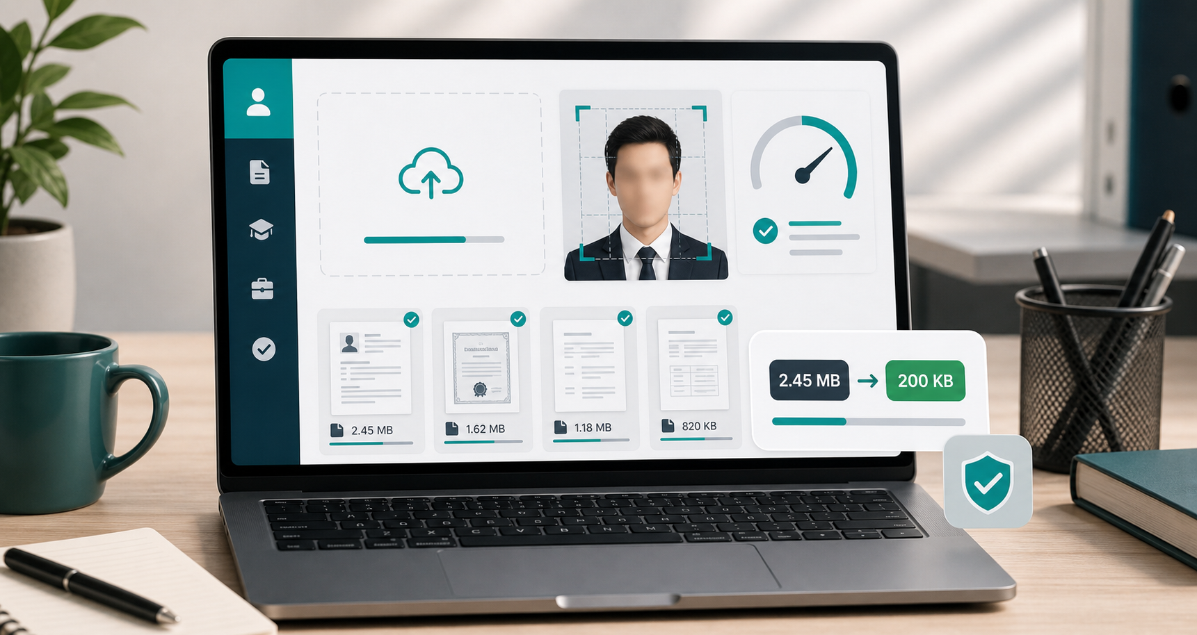Compress photo for job application forms. visual guide